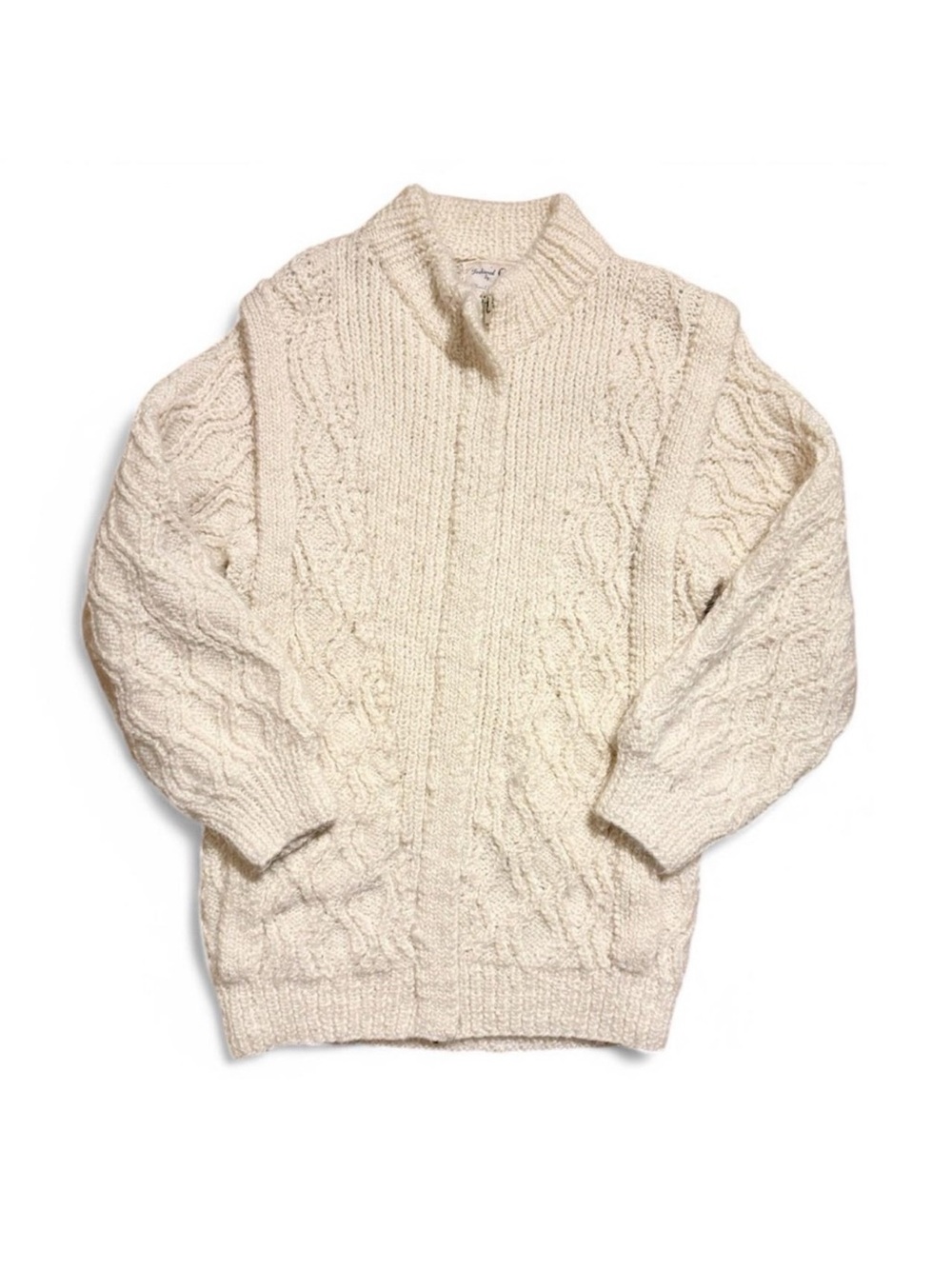 Cream Cable Knit Fisherman Sweater Wool Small